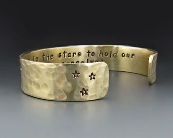 Custom Gold Bronze Cuff Bracelet, Personalized 1/2 inch wide,  8 year Anniversary Gift, Graduation Gift, For Him & Her