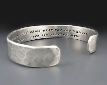 Men's Personalized Silver Cuff Bracelet, 1/2 inches wide, Custom Hand Stamped Aluminum Cuff, Gift for Him, Boyfriend, Anniversary Gift