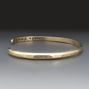 Men&#39;s Personalized 14 karat Gold Filled Cuff Bracelet | 6 gauge Custom Hammered Boyfriend Cuff | Anniversary Gifts for Her /Him