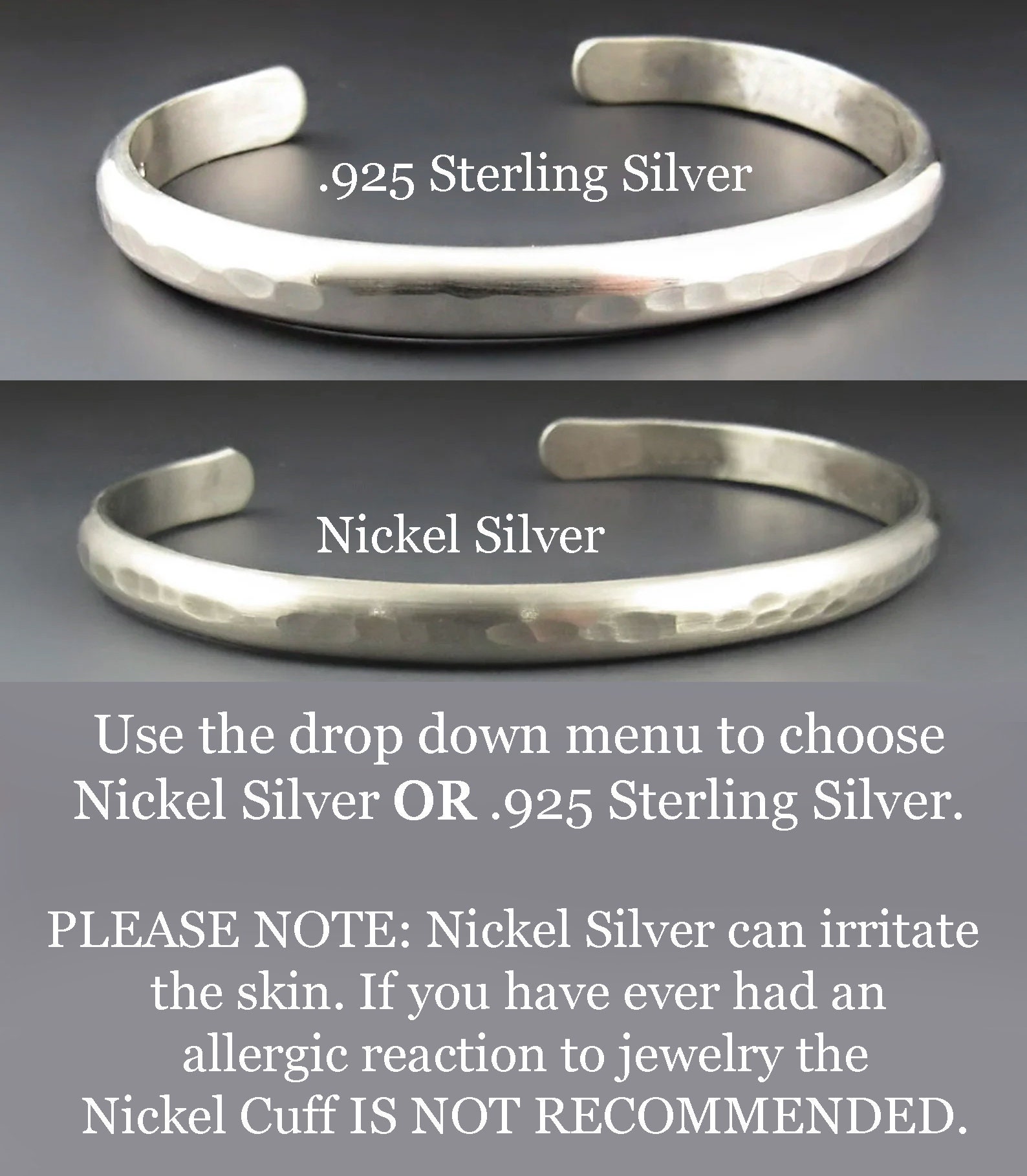 Sterling Silver Hammered Cuff Bracelet 46x63mm