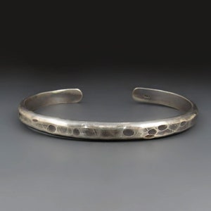 Rustic Sterling Silver Hammered Cuff Bracelet, Oxidized Antique Finish, Heavy Gauge .925, Anniversary, Boyfriend Gifts