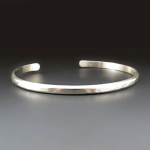 Thin STERLING SILVER Hammered Cuff Bracelet, Solid .925 6 gauge Narrow Cuff, Gifts for Her, Him, Anniversary Gift, Layering Bracelet