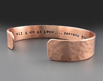 Men's Personalized Copper Cuff Bracelet, Custom 1/2 inch bracelet,  Hand Stamped, Gifts for him/her , 7 year Anniversary gifts, Golfers