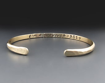 Personalized 14 karat Yellow Gold Filled Bracelet | 6 gauge Cuff |  Custom Wedding Favor | Anniversary Gifts for Her /Him | Handmade Jewelry