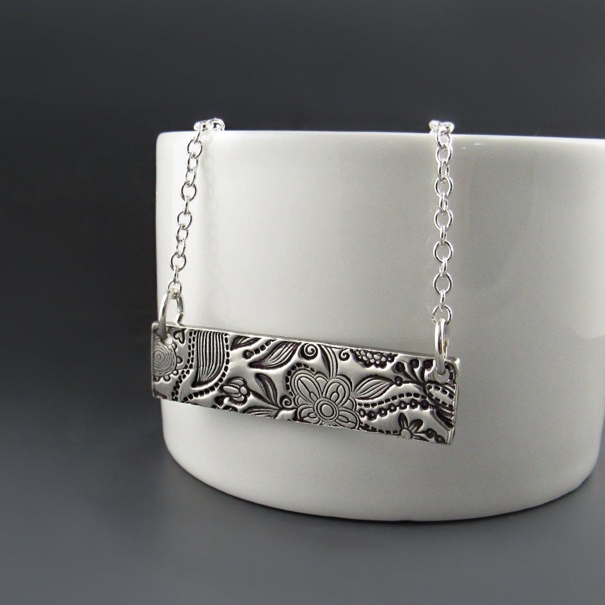 Silver Bar Necklace for Women Layering Necklace Sterling Etsy