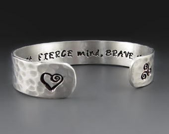 Personalized Silver Aluminum Bracelet | Add Your Words | Hand Stamped 1/2 inch wide Custom Cuff |  Gifts for Her, Teens | Graduation Ideas