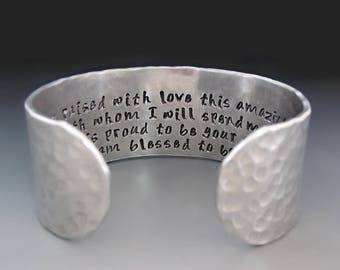 Mother of the Groom Silver Cuff Bracelet / Wedding Gift