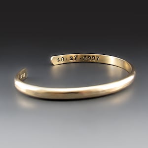 Custom Hammered 14K Gold Filled Bracelet Personalized HEAVY 4 Gauge Cuff Handcrafted Gifts for Him/Her Father's Day Anniversary image 1