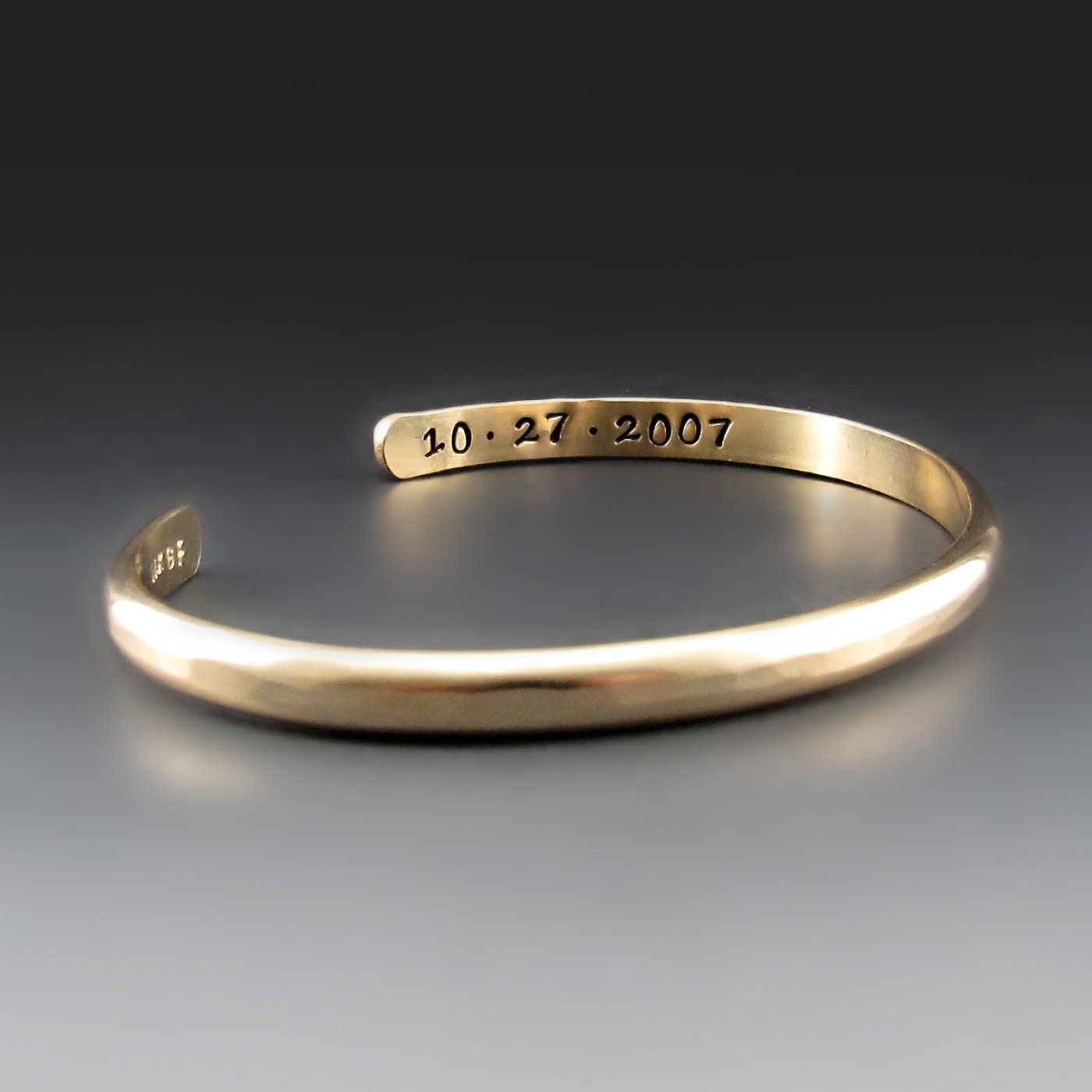 Custom Hammered 14K Gold Filled Bracelet Personalized HEAVY 4 Gauge Cuff Handcrafted Gifts for Him/Her Father's Day Anniversary