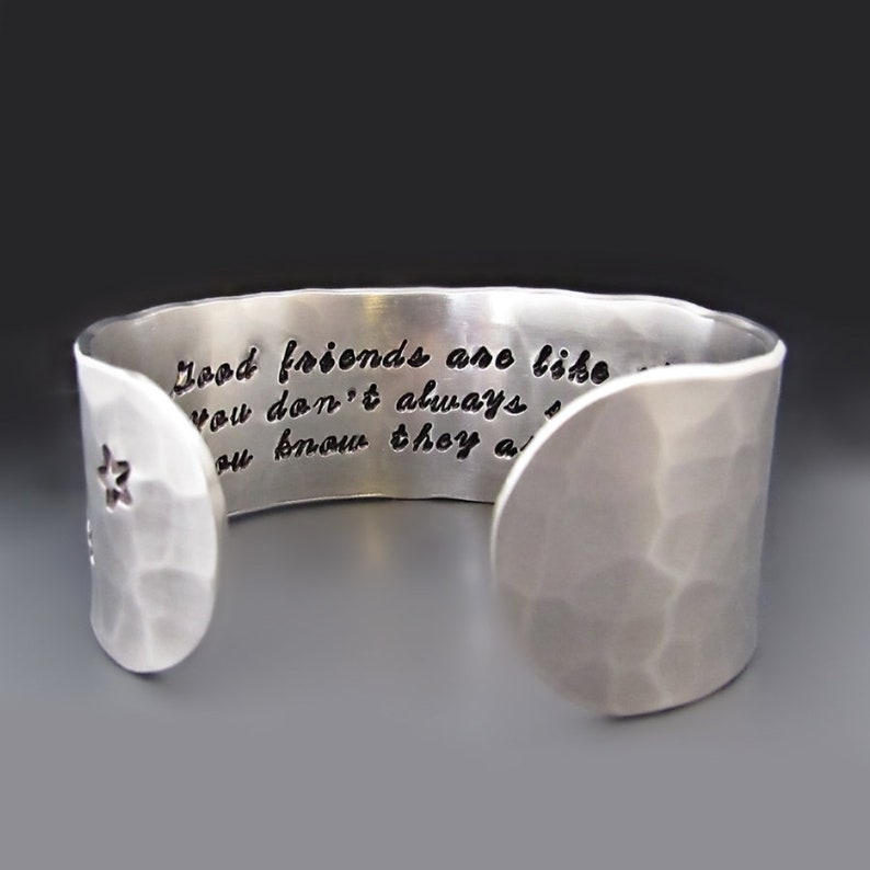 Silver Good Friends Are Like Stars Bracelet Hand Stamped Cuff Gifts for BFF Gifts for Her Best Friends Bracelet Gifts for Teens