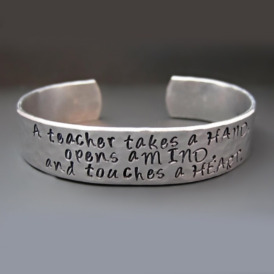 Teacher Appreciation Bracelet / Silver Hand Stamped Cuff / Etsy