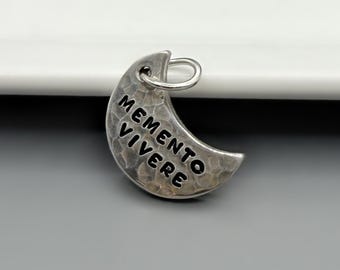 Personalized Cresent Moon Shaped Charm  | 3/4 inch | Add Names, Dates, Quotes | Anniversary/Graduation Gift for Her / Him