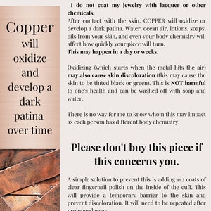 Men's Thin 6 gauge Copper Cuff Bracelet Hammered Metal Father's Day Gift Boyfriend gift ideas for him Men's Copper Layering Cuff image 6