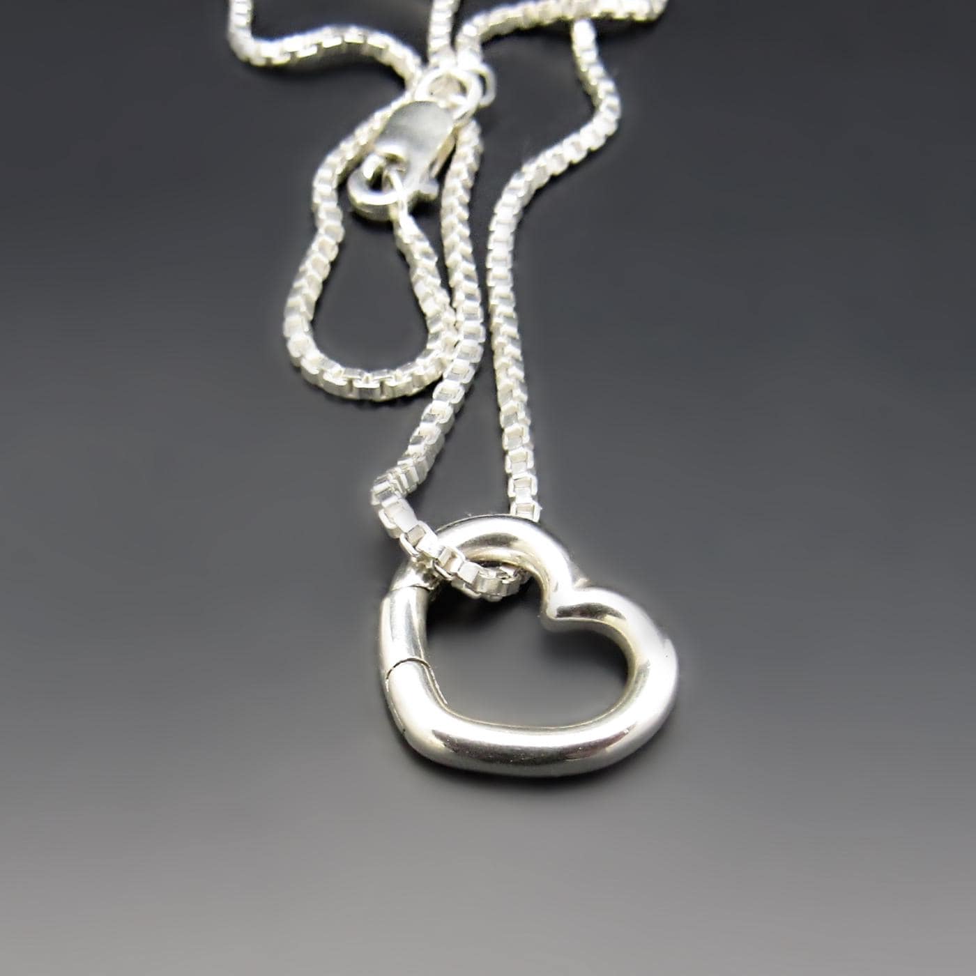 Charming Girl Sterling Silver Open Heart Pendant Necklace