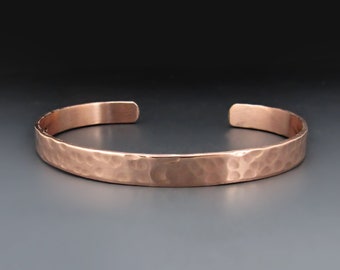 Hammered Copper Cuff Bracelet for Men & Women, 1/4 inches wide, Thin Copper Cuff, Gifts for Her / Him Anniversary, Golfers Bracelet