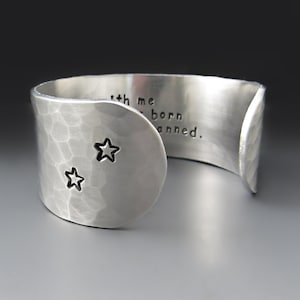 Silver Peter Pan Quote Cuff Bracelet - Second Star to the Right | Handmade Jewelry