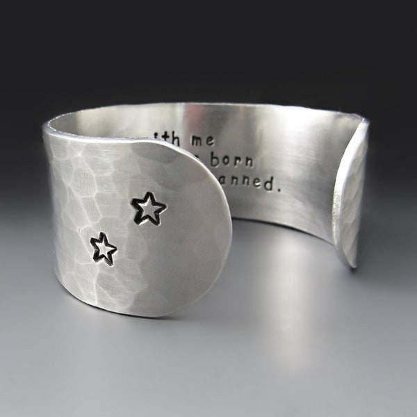 Silver Peter Pan Quote Cuff Bracelet - Second Star to the Right