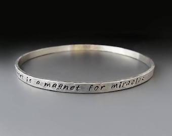 Personalized Hand Stamped .925 Sterling Silver Bangle, Custom Bracelet, Your Text, Personalized Mom Gift, Anniversary Gifts, Graduation