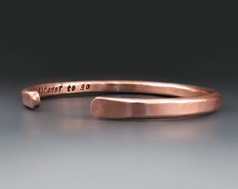 Personalized HEAVY GUAGE Copper Cuff, Hand Stamped Custom Bracelet, Boyfriend Cuff, Gifts for Her/Him 7 year Anniversary Gift, Heart
