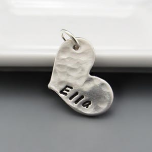 Personalized Sterling Silver Heart Charm  Hand Stamped Custom Charm, Mother&#39;s Day Gift, Anniversary Gift, Gifts for Teens, Holiday Gift Idea