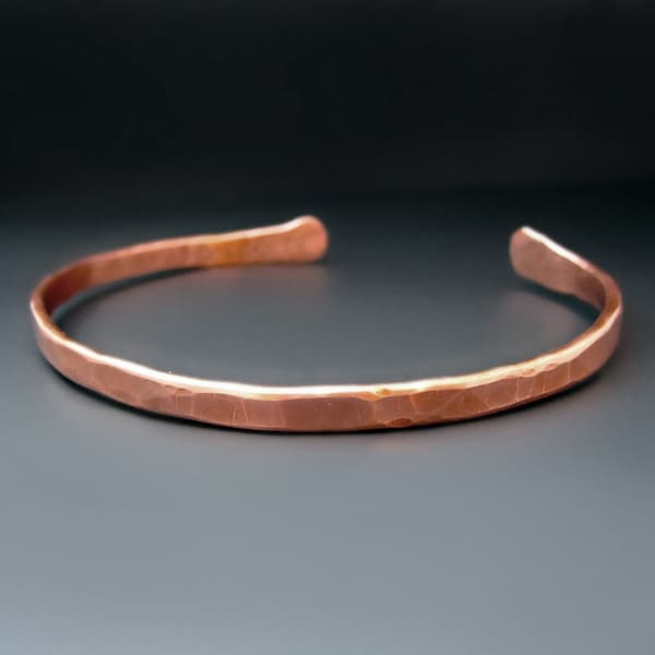 Men's Thin 6 gauge Copper Cuff Bracelet | Hammered Metal | Father's Day Gift | Boyfriend gift ideas for him | Men's Copper Layering Cuff