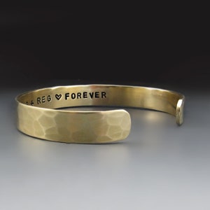 Personalized Thin Gold BRONZE Cuff Bracelet, 3/8 inches, Custom Gifts for Her/Him,  8 Year Anniversary Gift
