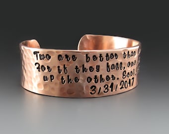 Personalized Copper Bracelet, 3/4 Inch Wide, Custom Hand Stamped Copper Cuff, 7 Year Anniversary Gift Ideas, Personalized Gifts for Her