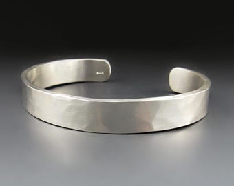 Men's / Women's Hammered Sterling Silver Cuff Bracelet | 3/8 {8mm} wide | Minimalist Jewelry | Anniversary Gift Idea