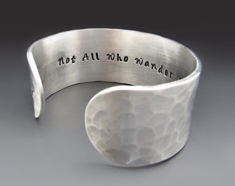 1 Inch wide Personalized Silver Cuff for Men | Custom ALUMINUM Engraved Bracelet | Handmade Jewelry | Anniversary Gifts for Him