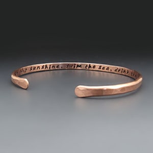 Personalized Thin Copper Cuff, Gifts for Him, Men's Custom Bracelet, Copper, Boyfriend Cuff, Anniversary Gift, Add Your Text