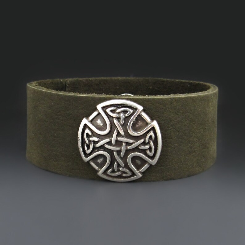 Men/'s Celtic Cross Leather Cuff Silver Cross Bracelet Celtic Knot Infinity Bracelet Leather Cross Bracelet