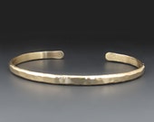 Men's Thin Hammered Gold Brass Cuff Bracelet | 6 Gauge Wire