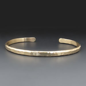 Mens gold brass cuff.  Thin hammered bracelet. Gifts for him.