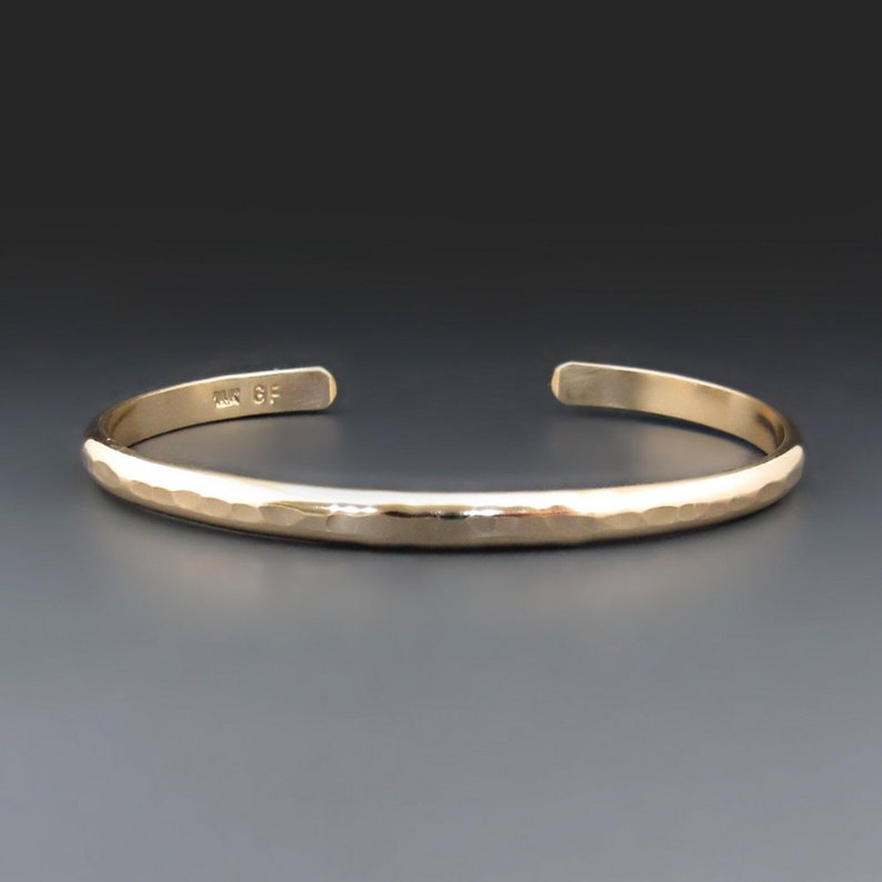 Men's 14 Karat Gold Filled Bracelet Unisex Hammered Etsy