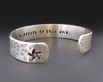 Silver Star Thrower Bracelet / Starfish Bracelet / Loren Eiseley / Hand Stamped /Graduation Gifts /Inspirational Quote /Teacher Appreciation