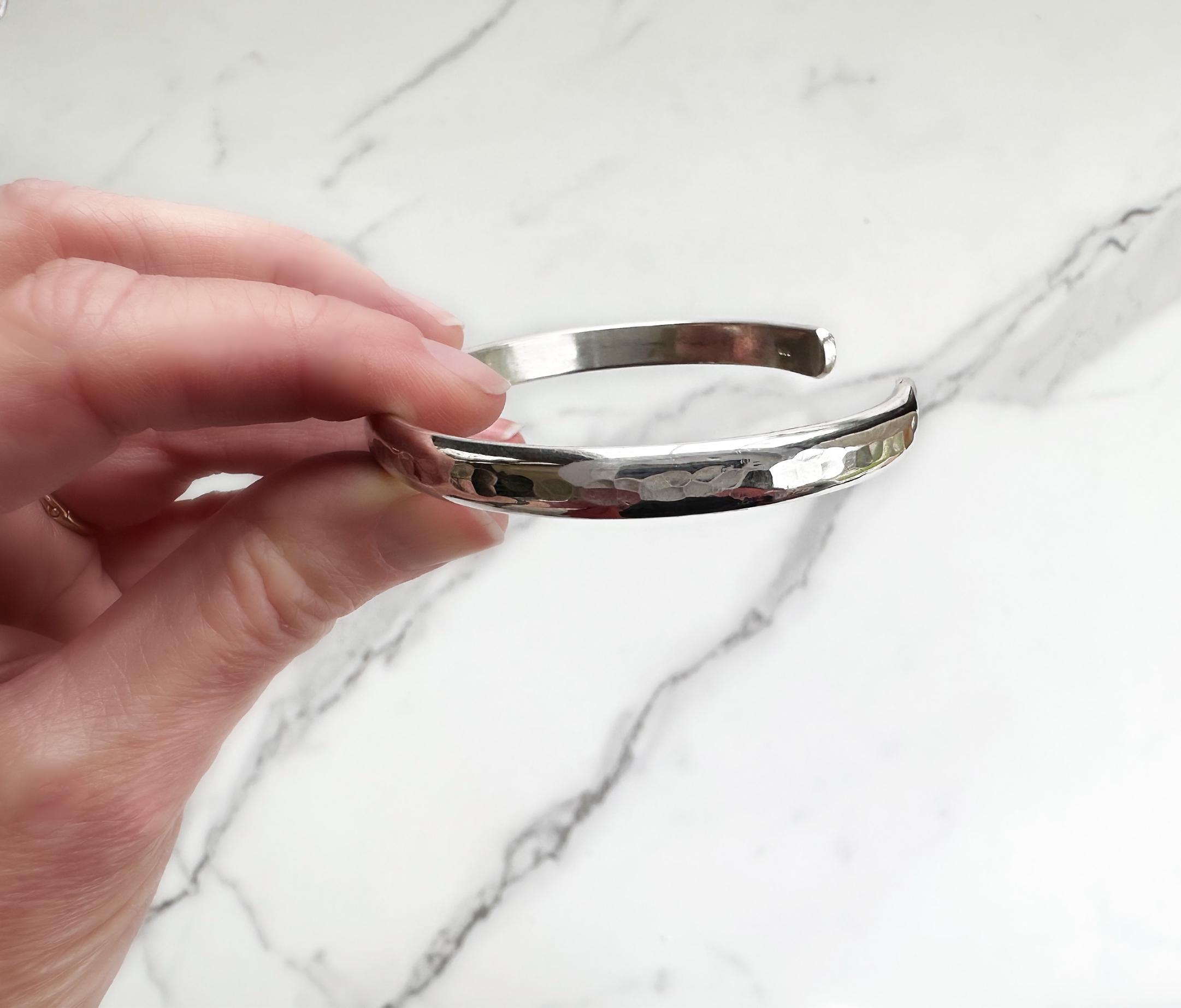 Hammered STERLING Silver Cuff Bracelet | Heavy 2 or 4 Gauge