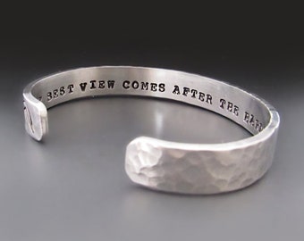 Men's Personalized Thin Silver ALUMINUM Cuff Bracelet - 3/8 inches wide | Custom Hand Stamped Gifts for Him, Boyfriend Anniversary Gifts