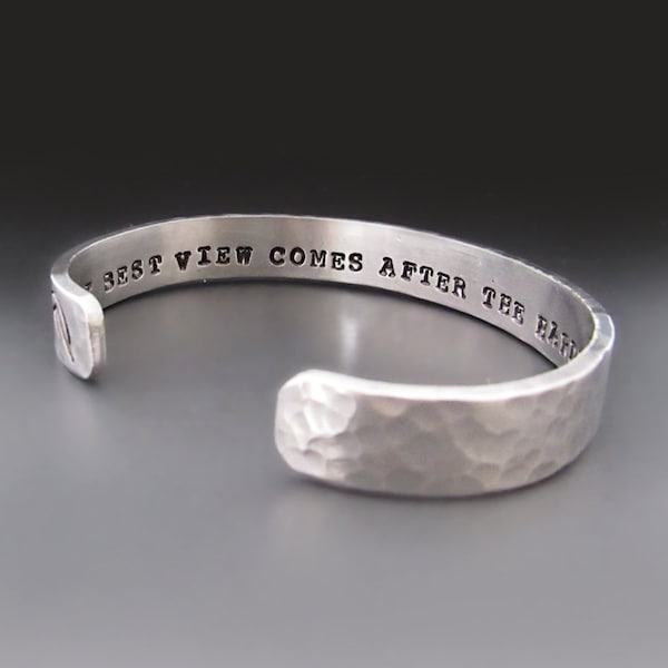 Men's Personalized Thin Silver ALUMINUM Cuff Bracelet - 3/8 inches wide | Custom Hand Stamped Gifts for Him, Boyfriend Anniversary Gifts