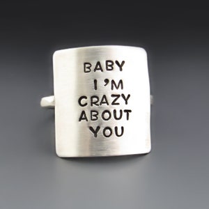 Personalized Sterling Silver Square Ring |  Custom Handmade Jewelry for Mother's Day & Graduation Gifts | Add Names, Dates, Quotes