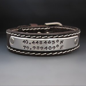 Personalized leather bracelets with shop metal plate