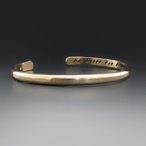 HEAVY GAUGE 14K Gold FILLED Cuff Personalized with Your Text | 4 Gauge, Custom Hand Engraved Your Words | Gifts for Her/Him