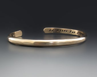 HEAVY GAUGE 14K Gold FILLED Cuff Personalized with Your Text | 4 Gauge, Custom Hand Engraved Your Words | Gifts for Her/Him