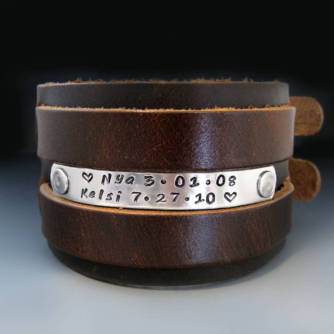 Mens custom leather deals bracelet