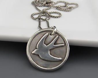 Sterling Silver Dove / Swallow Necklace | Handcrafted Dove Charm | Symbol of Faith, Love, Loyalty, Safe Return & New Beginnings