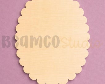 Basswood Scalloped Oval Blank | Laser Cut DIY Craft Shape | 1/8" Baltic Birch Basswood