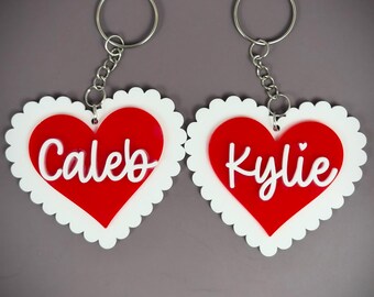 Personalized Valentine’s Heart Keychain • Custom Name • V-day Gift