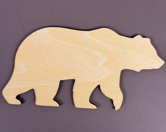 Laser Cut Bear Silhouette | Unfinished Wood Craft Blank