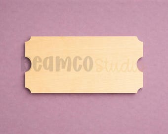 Ticket Rectangle Wooden Blank | Laser Cut Craft Shape | Unfinished Wood