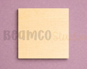 Square Wooden Blank | Laser Cut Craft Shape | Unfinished Wood