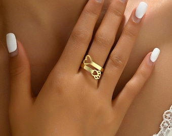 Anillo personalizado con nombre de pata y corazón para mascota, anillo conmemorativo para mascota, regalo de joyería personalizado para amantes de las mascotas, anillo para mamá perruna, regalo para el Día de la Madre